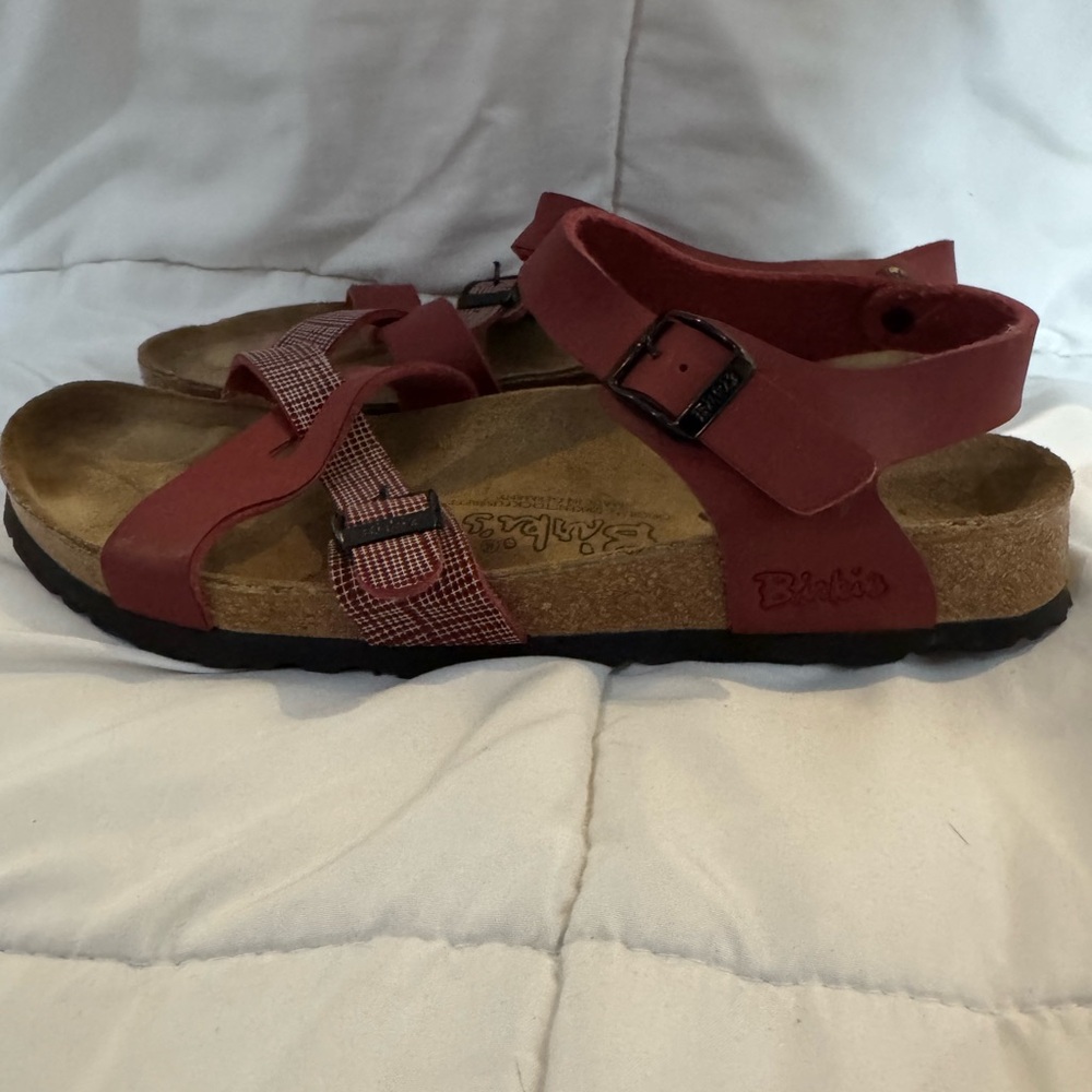 Birkenstock  Red Adjustable Buckle Sandals